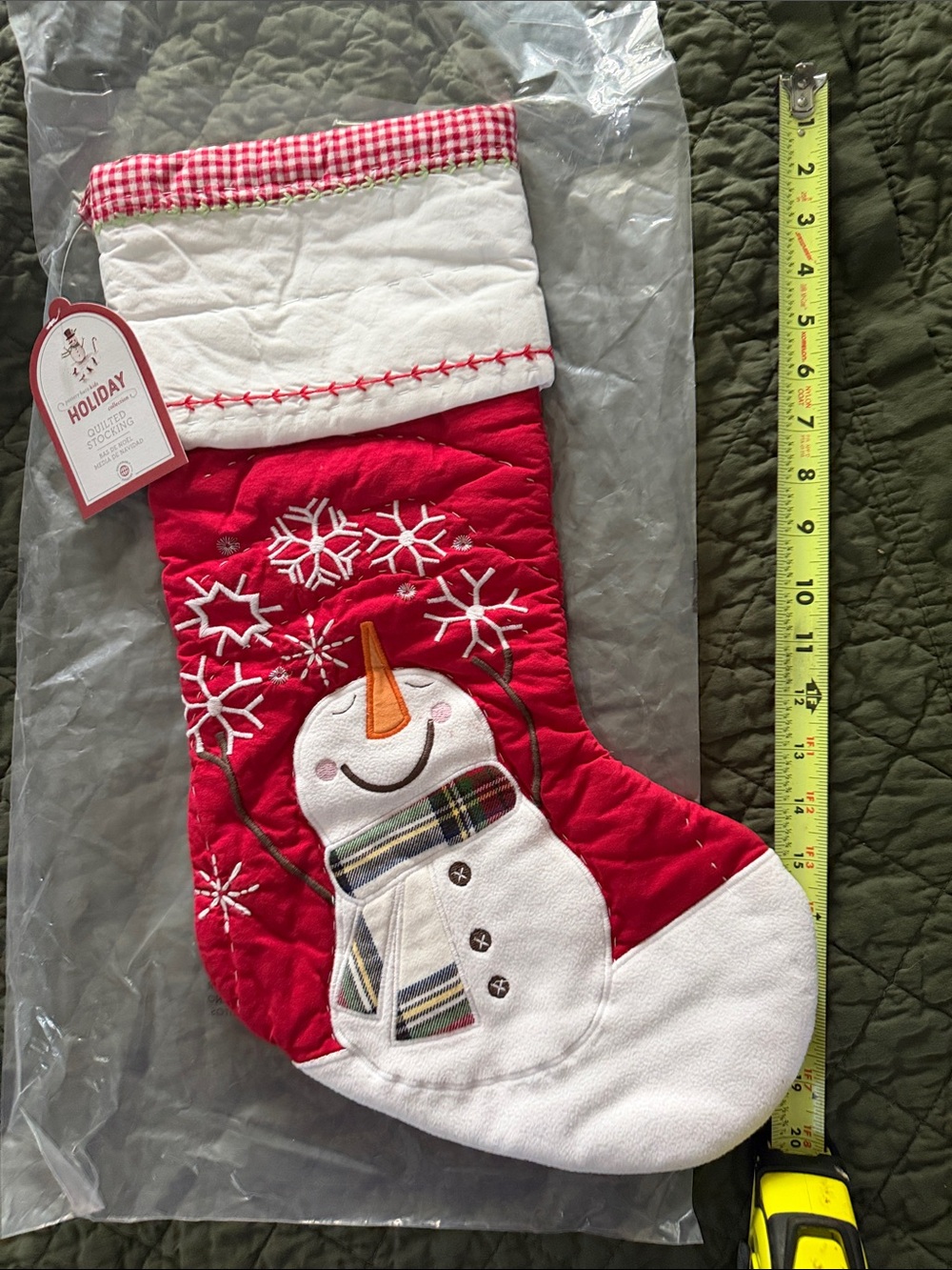 Nwt Pottery Barn Kids Red and White Snowman Quilted Stocking